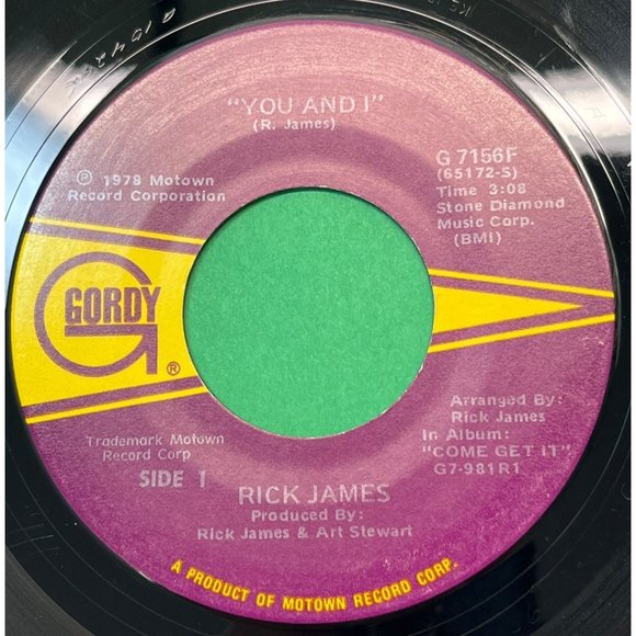 Rick James You and I / Hollywood 45 Soul Funk 1978 Gordy 7156 - Picture 1 of 6